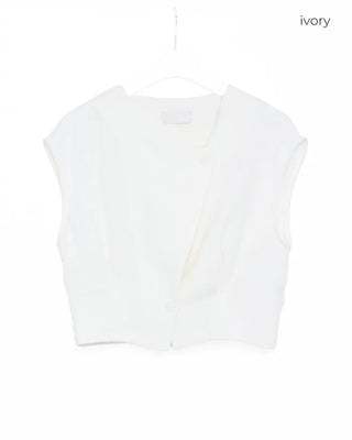 Drop-shoulder cropped vest jacket