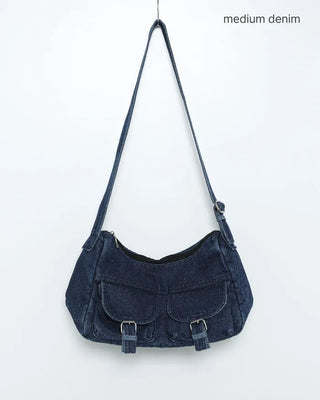 2-Pocket Denim Shoulder Bag