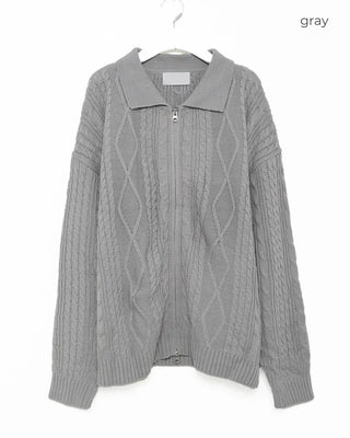 (Unisex) Double Zip-Up Fisherman Knit