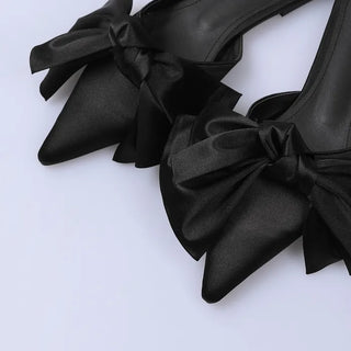 Satin Big Ribbon Mules