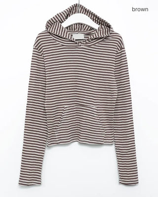 Slim Border Hooded Long Sleeve T-Shirt