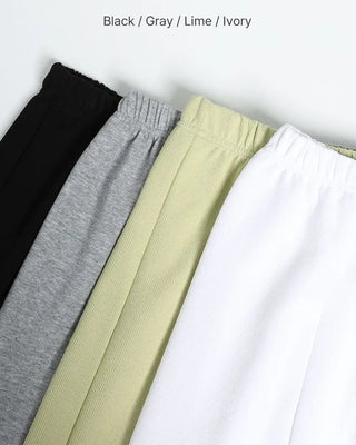 Elastic waist ribbed long skirt