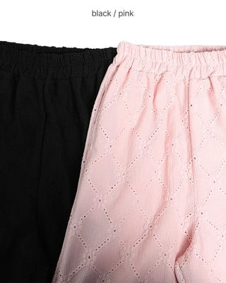 Flower Diamond Punching Easy Pants