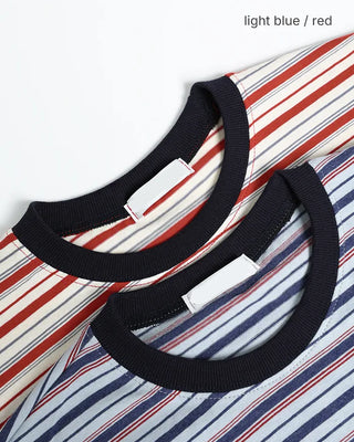 Bust Stitch Mix Border Half T-Shirt