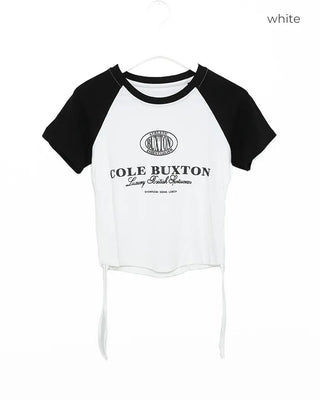 String lettering raglan short-sleeved T-shirt