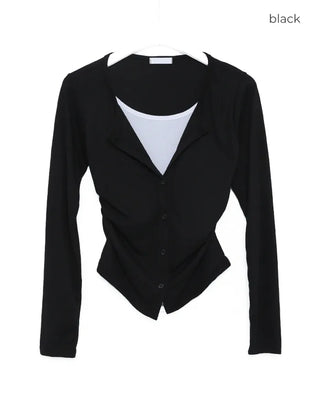 Shirred Layered Cardigan