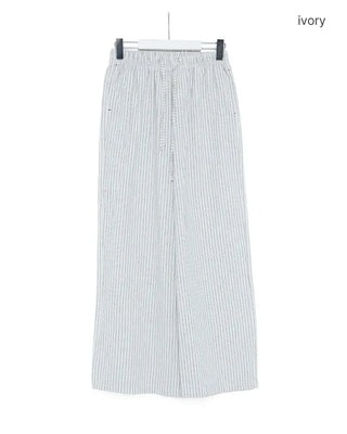 Striped pants with string waistband