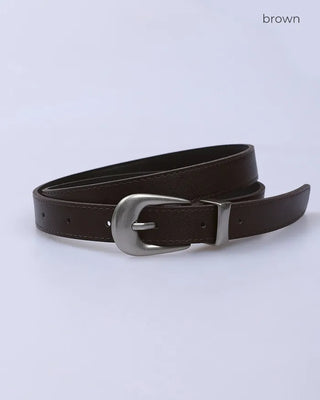 Round silver buckle belt