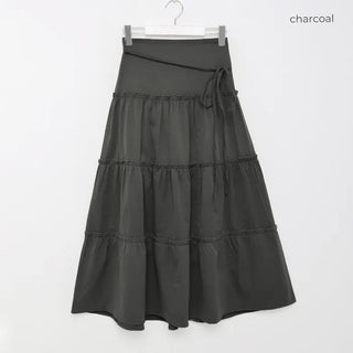 Ribbon long tiered skirt