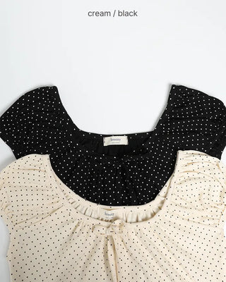 Polka Dot Ribbon Cap Sleeve T-Shirt