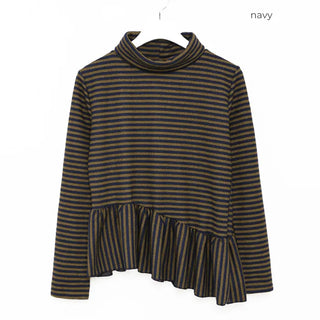 Frilled border turtleneck T-shirt