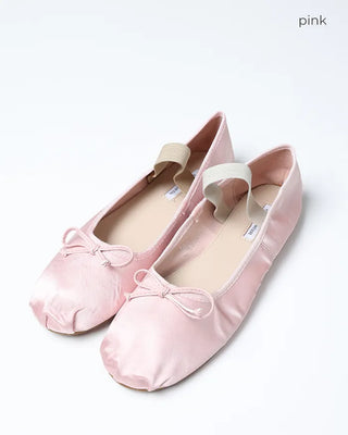 Rubber band satin ballet flats