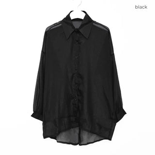 Drop-shoulder sheer shirt