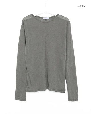 Wool sheer slit long-sleeved T-shirt