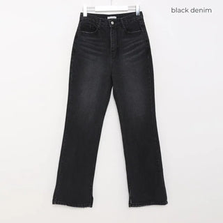 Flared slit denim pants