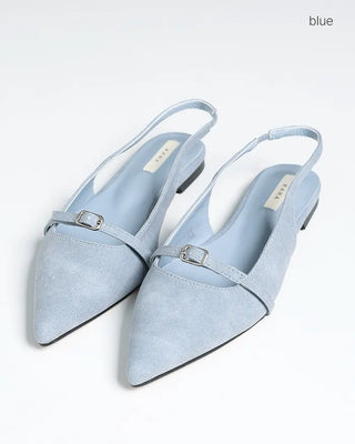 Belt-point slingback flat pumps