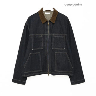 (Unisex) Two-tone Zip Denim Jacket