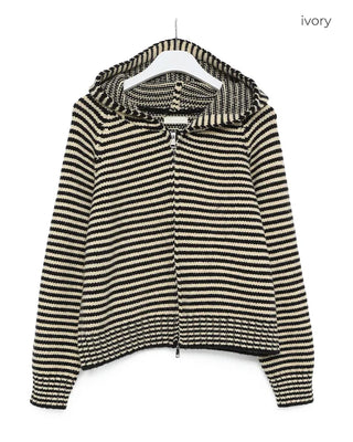 Striped knit zip-up