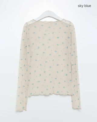 Sheer Flower Long T-Shirt