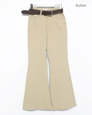 Double studded belt set with bootcut cotton pants