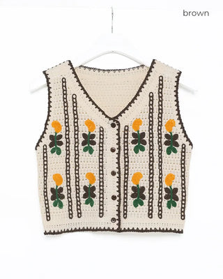 Flower Crochet Knit Vest