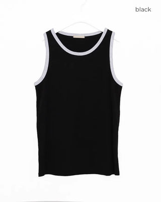 Color-block linen sleeveless top