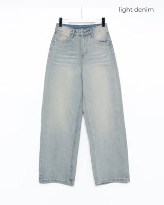 Vintage Whisker Washed Straight Denim Pants