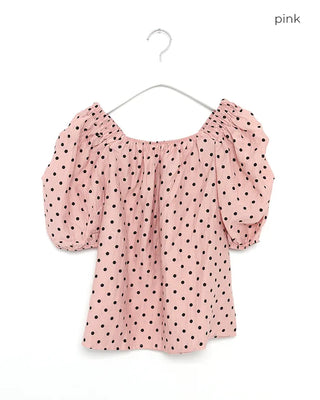 Polka Dot Banding Off-Shoulder Blouse