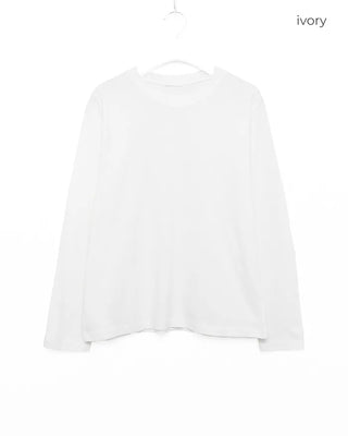 Simple round neck collar long-sleeve T-shirt
