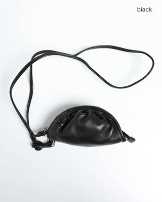 Gathered Mini Leather Shoulder Pouch