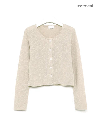 Simple round neck button cardigan