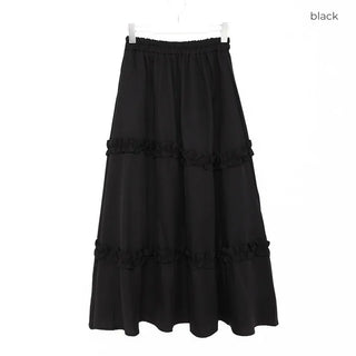 Frilled banded long skirt