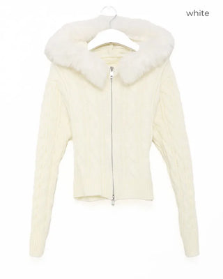 Fur Hood Cable Knit
