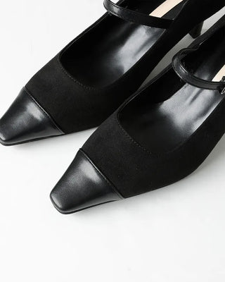 Pointed-toe strap heels
