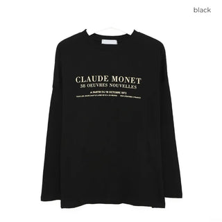 Simple lettering long-sleeved T-shirt