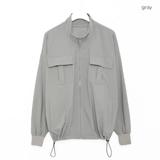 High-neck cargo pocket zip-up