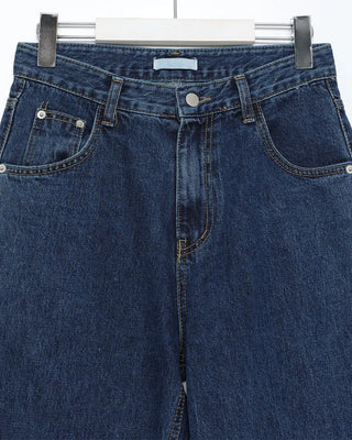 Semi-wide denim pants