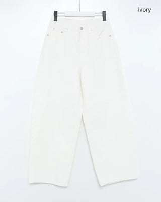 Back snap cotton wide pants