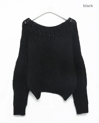 Bateau Neck Punching Point Sweater