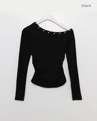 Stud One-Shoulder T-Shirt