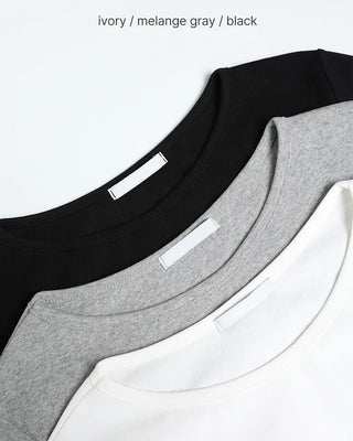 Oblong neck cropped sleeve T-shirt