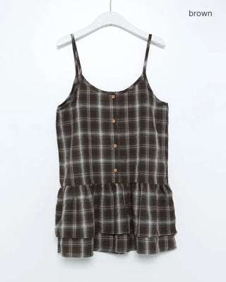 Checked sleeveless bustier