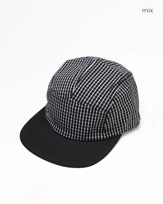 Checkered cap with drawstring