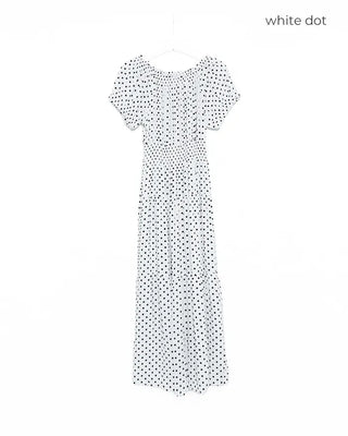 Off-shoulder tiered long dress
