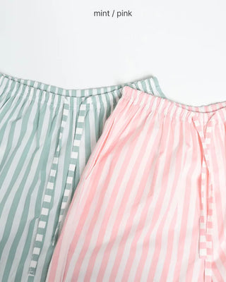 Striped Easy Pants with Waist String