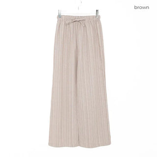 Linen striped elastic waist pants