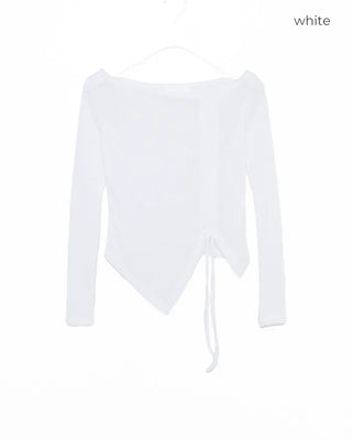 Side-shirred off-shoulder knit