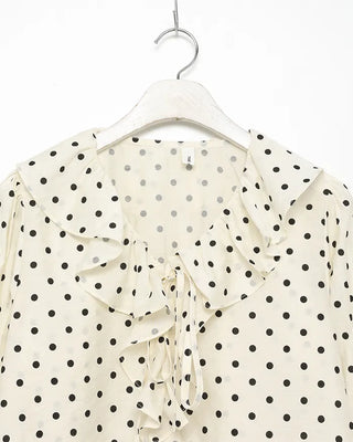 Polka dot frill blouse
