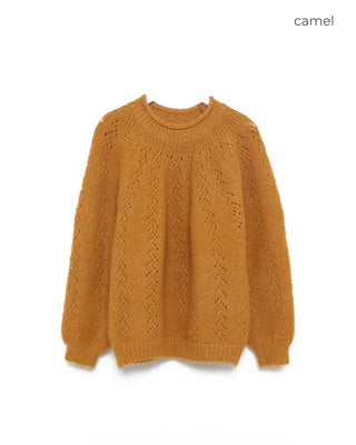 Simple round neck point knit