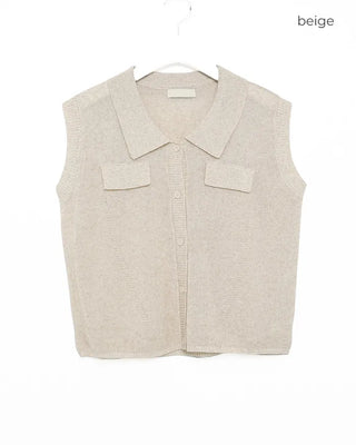 Colored button sleeveless cardigan